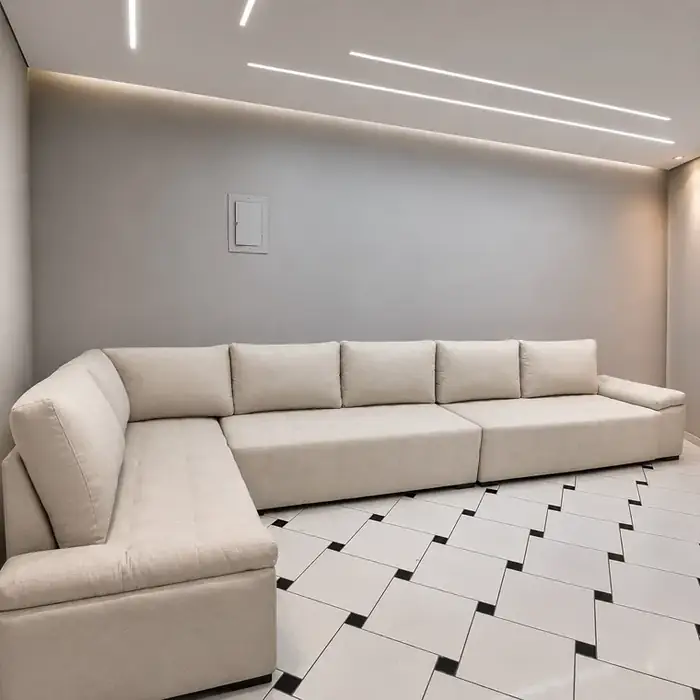 Sofá de canto modular em tecido cru, sob medida para a sala